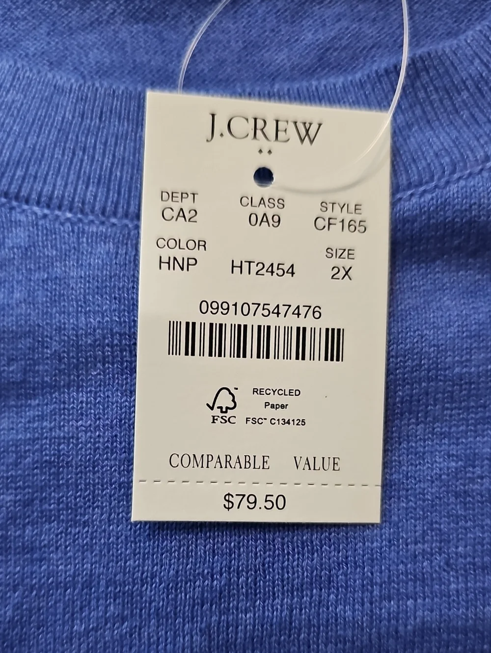 J Crew Teddie Sweater Blue Size 2x Plus Nwt